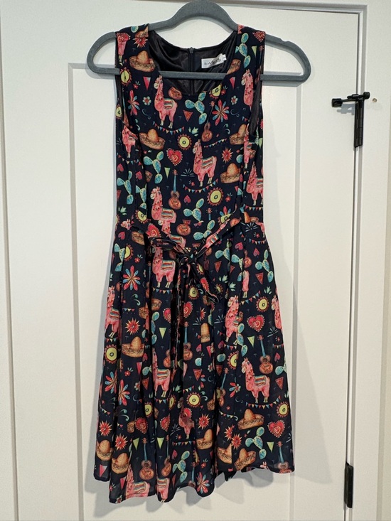 L A Soul Dresses & Skirts - Women’s Navy Midi Dress with Colorful Folk Print
